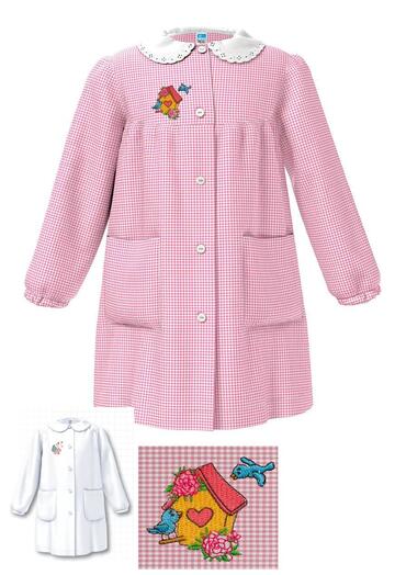 Grembiule asilo bambina Siggi Happy School 33GR3877 Ricamo uccellini con casetta - SITE_NAME_SEO